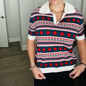 Carven Striped Knit Sweater in Red and Black